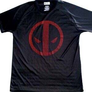 Marvel DEADPOOL Men's Black Raised Logo Shirt XL